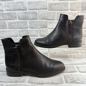 Franco Sarto Women's Size 8.5 Halford Black Leather Side Zip Ankle Booties Boots